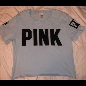 VS PINK semi cropped tee